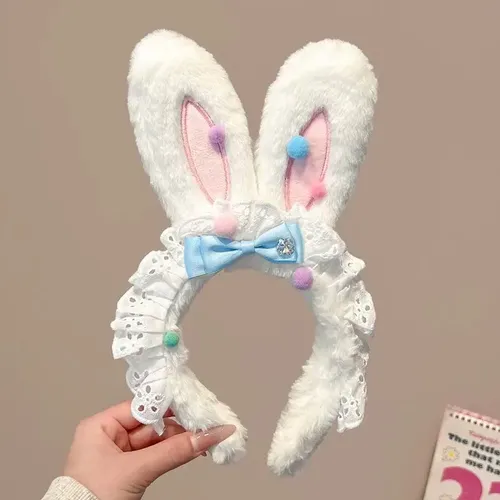 Diadema De Peluche Con Orejas De Conejo Para Fresa Rosa, Tal