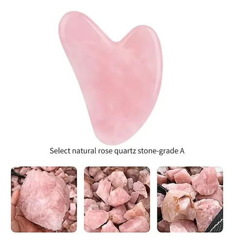 – Herramienta Facial Gua Sha Con Piedra De Cuarzo Rosa, –