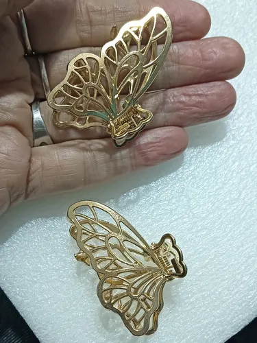 Set X2 Ganchos Mariposa Pequeños Para El Pelo Metal Y Gemas