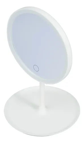 Espejo Luz Led Regulable Redondo Con Base Organizadora