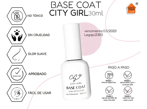 Esmalte Base Coat City Girl 30ml Semipermanente Profesional