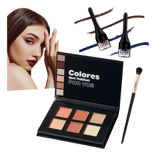 Makeup Box Millanel: Paleta Sombras+3 Delineador Gel+ Pincel