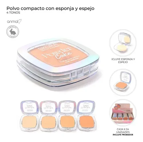 Polvo Compacto Skora Esponja Y Espejo Powder Cake 4 Tonos 4