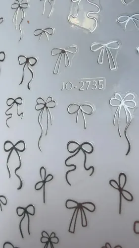 Stickers Para Uñas Cromados Destellos Moños Gemas 5d Y 6d Moños plateados JO-2735
