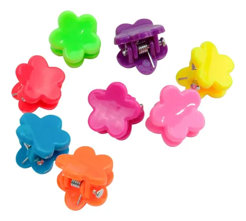Pack 12 Mini Ganchos Broches Hebillas Pelo Colores Formas