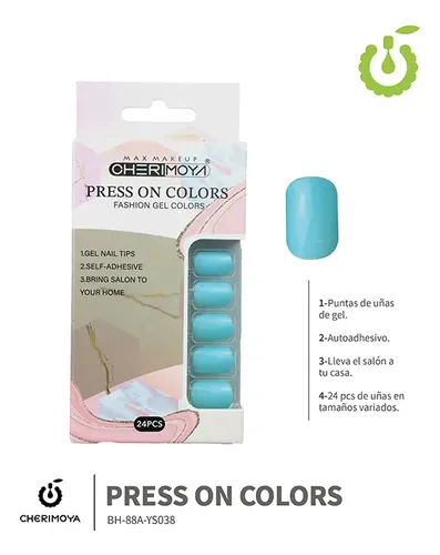 Press On Tips Autoadhesivo Oval Cherimoya