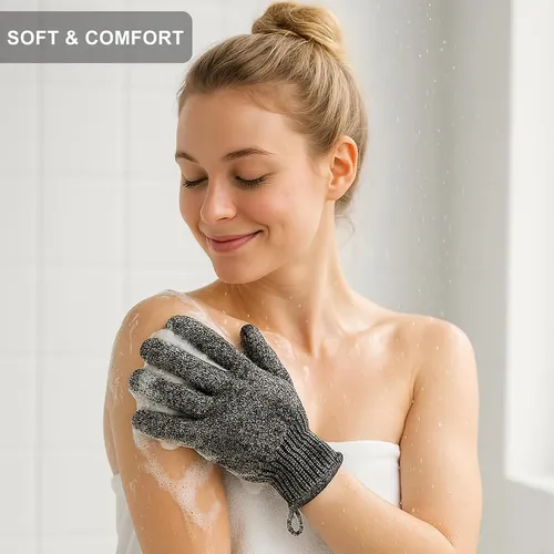 Guantes Exfoliantes Carbón Bambú Para Ducha Y Piel Muerta