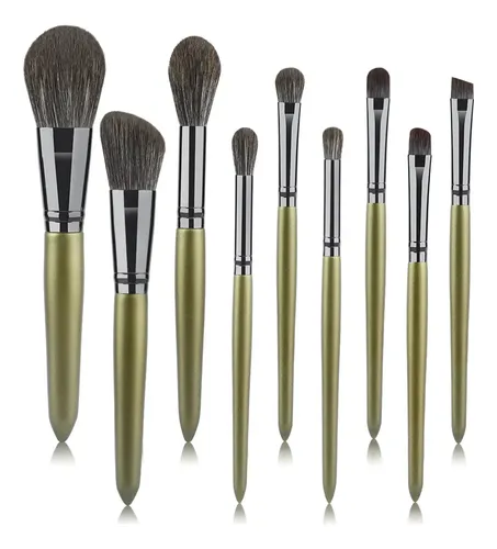 Set De 9 Brochas De Maquillaje Para Principiantes (gris)