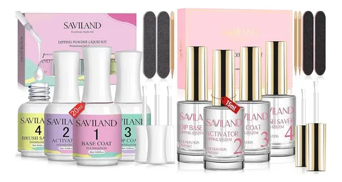 Set De Dip Powder Saviland 15 Ml Base Top Coat Activator
