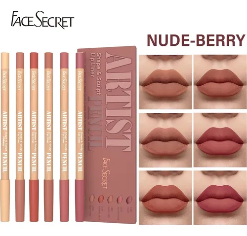 Set De 6 Delineadores De Labios Nude Waterproof Y Mate
