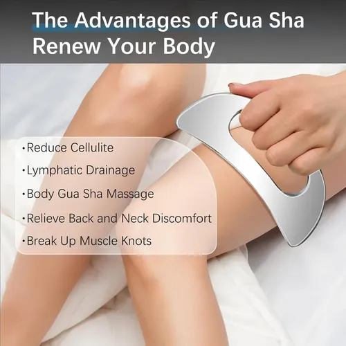 Herramienta De Masaje Gua Sha De Acero Inoxidable Con Asa,