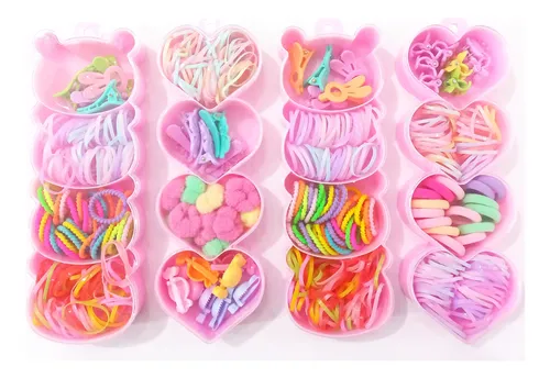 Set Box Infantil Con Colitas Y Hebillas De Pelo Para Nenas