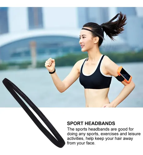 Diademas Deportivas Negras 5 Unidades Elásticas Delgadas, S
