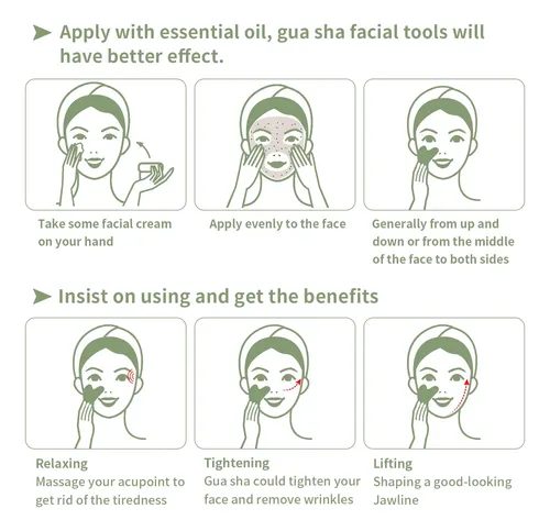 Herramientas Faciales Gua Sha Fuiyoocen, Jade Natural, Guash