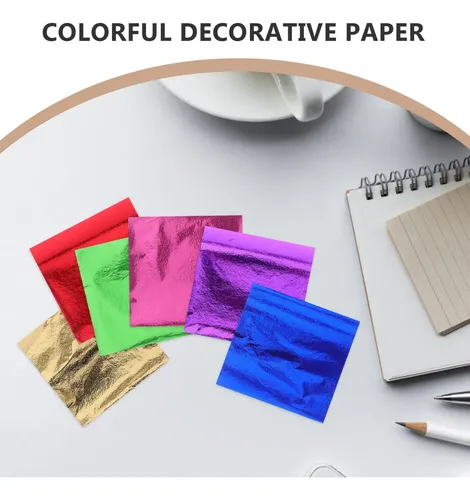 300 Hojas De Papel De Aluminio Con Hoja De Oro Imitacion B