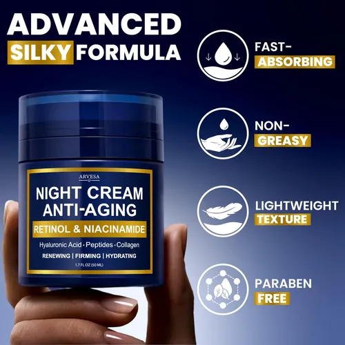 Crema De Noche Arvesa Para Mujeres Con Retinol Y Péptidos Día/noche