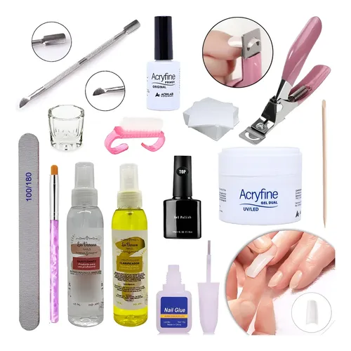 Kit Para Uñas Gelificadas Paso A Paso Gel Acrifine Pegameto
