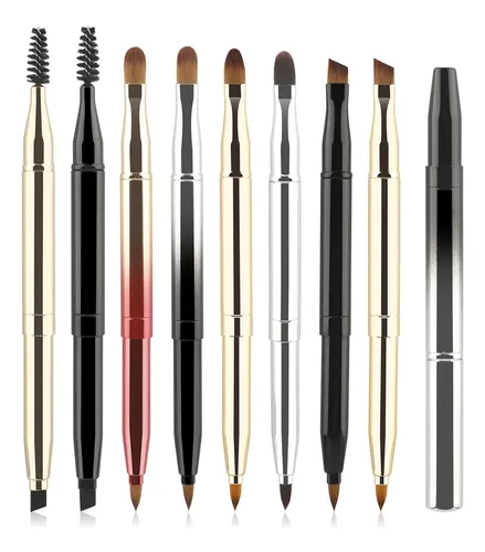 8 Cepillos Retráctiles Doble Punta Cejas + Corrector