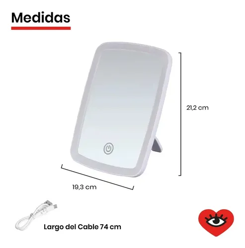 Espejo Maquillaje Led Tactil Usb Pilas C/soporte Veoquiero