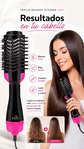 Peine Secador 4 En 1 De Uso Diario Para Look Prolijo Rápido