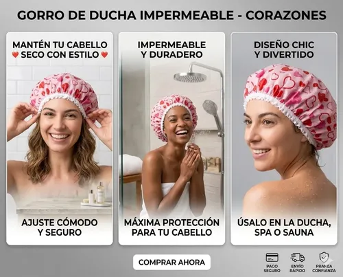 Gorro De Ducha Impermeable Diseños Surtidos Pack X4 Baño
