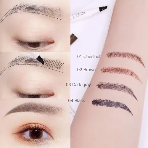 Lápiz De Cejas Microblading Music Flower 4 Puntas Marrón