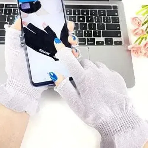 Guantes Algodón Sin Dedos Morados Hidratantes Para Dormir