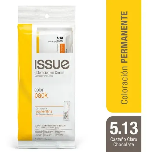 Issue Color Pack Con Máscara Con Keratina Tono 5.13 Castaño claro chocolate