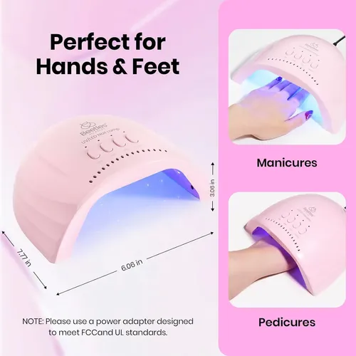 Lámpara Uv Led Rosa Con 3 Tiempos Para Uñas Gel