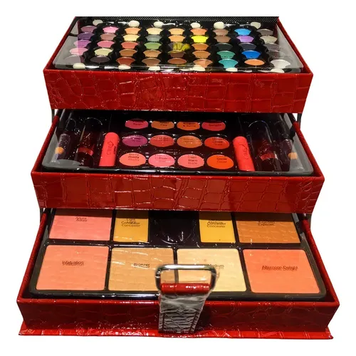 Set Maletin De Maquillaje Br Makeup Rojo O Negro