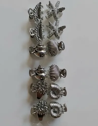 Set X12 Mini Broches Marinos Pelo Metálicos Plateados