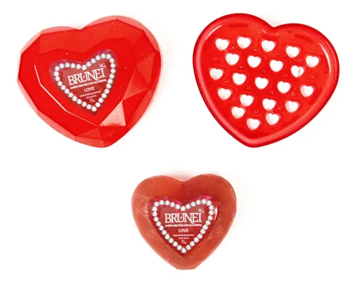 Jabonera Con Jabon Glicerina Traslucido Corazon 75g Vegetal