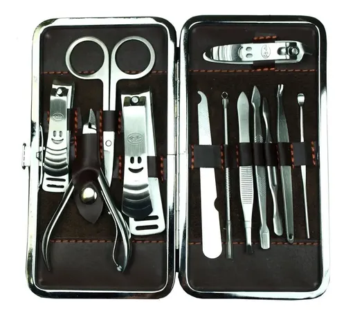 Set Manicure Pedicure 12 Piezas Acero Inoxidable Con Estuche