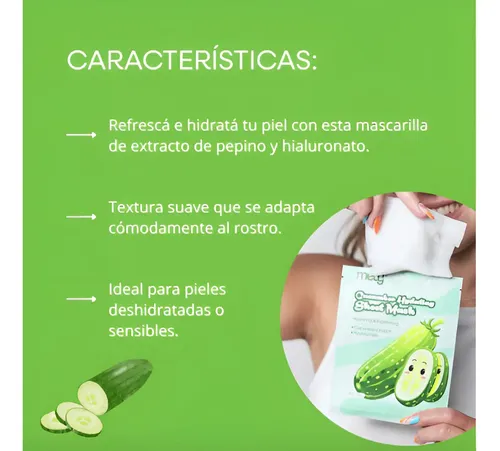 Mascarilla Con Extracto De Pepino E Hialuronato Mely Vegan