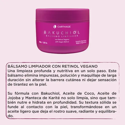 Crema Limpiadora Facial Carthage Balsamo Bakuchiol Retinol