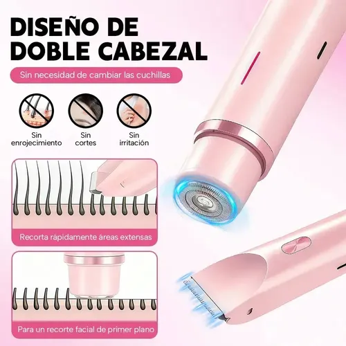 Depiladora Eléctrica 2 En 1 Doble Cabezal Mujer