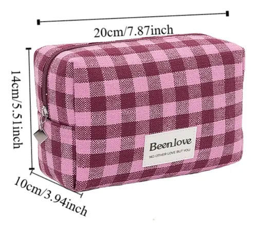 L~h Bolsa De Cosméticos A Cuadros De 1 Pieza, Bolsa De **