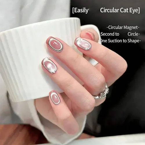 Ring-shaped Cat Eye Magnet For Nails, 2026 New Hollow Ring+french Magnet-1set