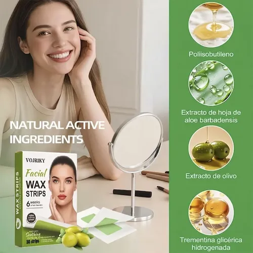 Tiras Depilatorias Faciales Aloe Vera Caja 30 Unidades Piel