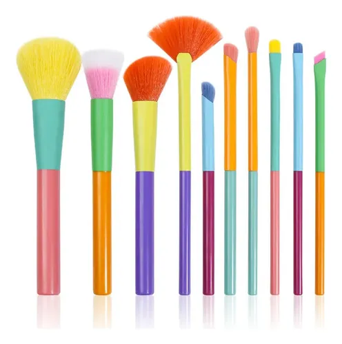 Set 10 Brochas De Maquillaje Con Estuche Dorado