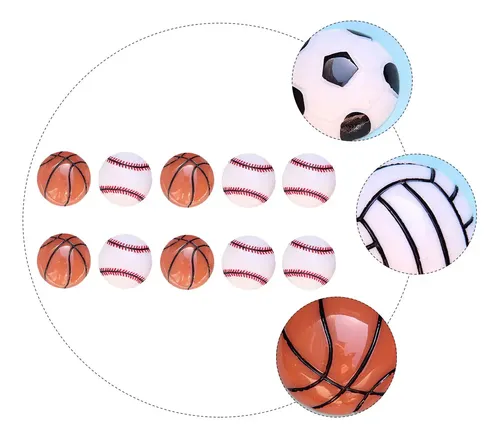 Pegatinas Para Uñas Con Forma De Bola Plana, 30 Unidades Basketball And Baseball