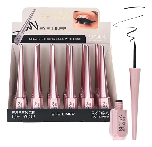 Delineador De Ojos Liquido Skora Eye Liner Pluma Make Up Acabado Brillante Color Negro