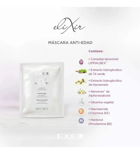 Mascara Tela Facial Elixir Antiedad Hidratante Antiage Exel