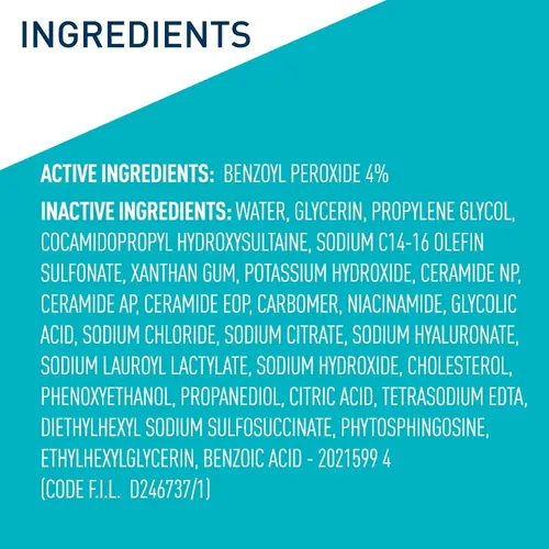 Crema Limpiadora Espumosa Para El Acné Cerave, 4% De Benzoil Acneica Día/noche