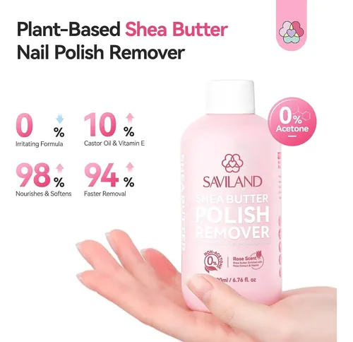 Removedor Sin Acetona Saviland 200 Ml Para Uñas, Uñas