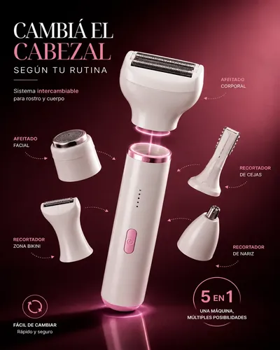 Depiladora Afeitadora Mujer 5en1 Facial Corporal Recargable
