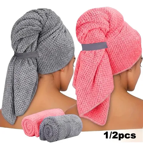 Gorro Toalla Turbante Pelo Largo Extra Grande X2