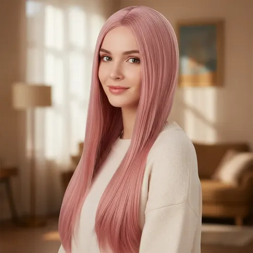 Peluca Lacia Rosa Fibra Sintetica Cosplay Drag Oncológica