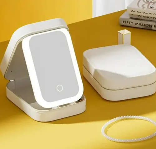 Espejo Luz Led Maquillaje Porta Cosmeticos Recargable Touch