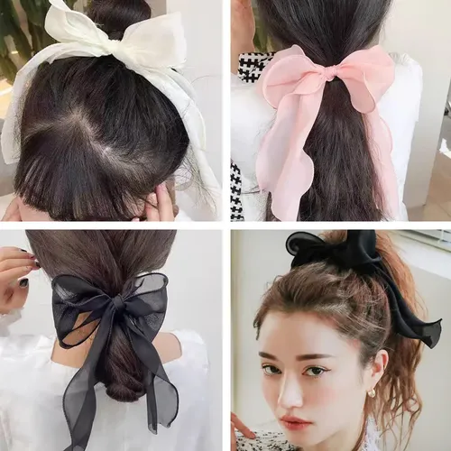 7 Faixas De Cabelo Com Laço, Scrunchies De Chiffon, .